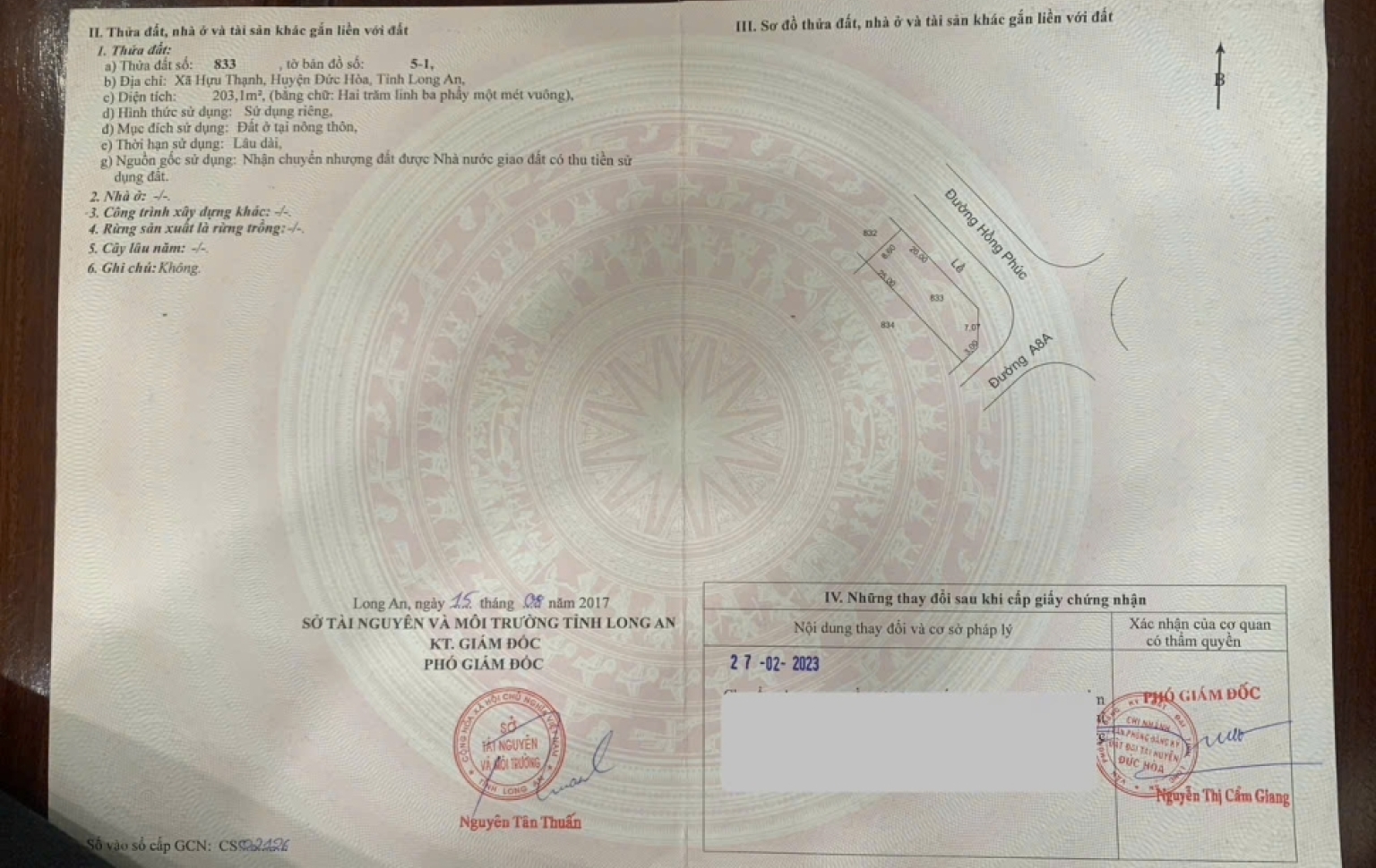 Đất nền góc đường Hồng Phúc xã Đức Hòa, tỉnh Tây Nhinh