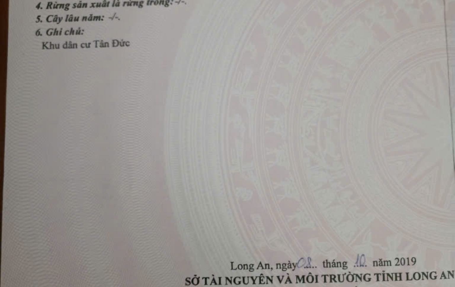 Đất thổ cư tại khu dân cư Tân Đức, mặt tiền đường A36B, gần công viên