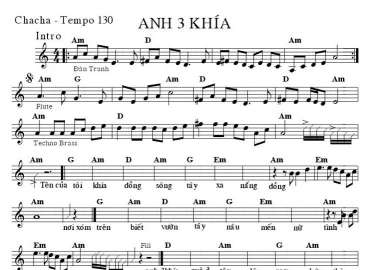 Anh 3 Khía sheet nhạc đệm