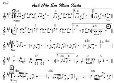 Anh Cho Em Mùa Xuân sheet nhạc đệm