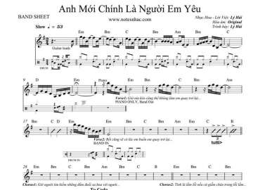 Anh Mới Chính Là Người Em Yêu sheet nhạc đệm