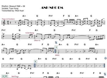 Ạnh Nhớ Em sheet nhạc đệm