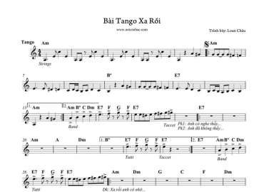 Bài Tango Xa Rồi sheet nhạc đệm