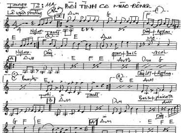 Bài Tình Ca Mùa Đông sheet nhạc đệm