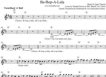 Be-Bop-A-LuLa sheet nhạc đệm