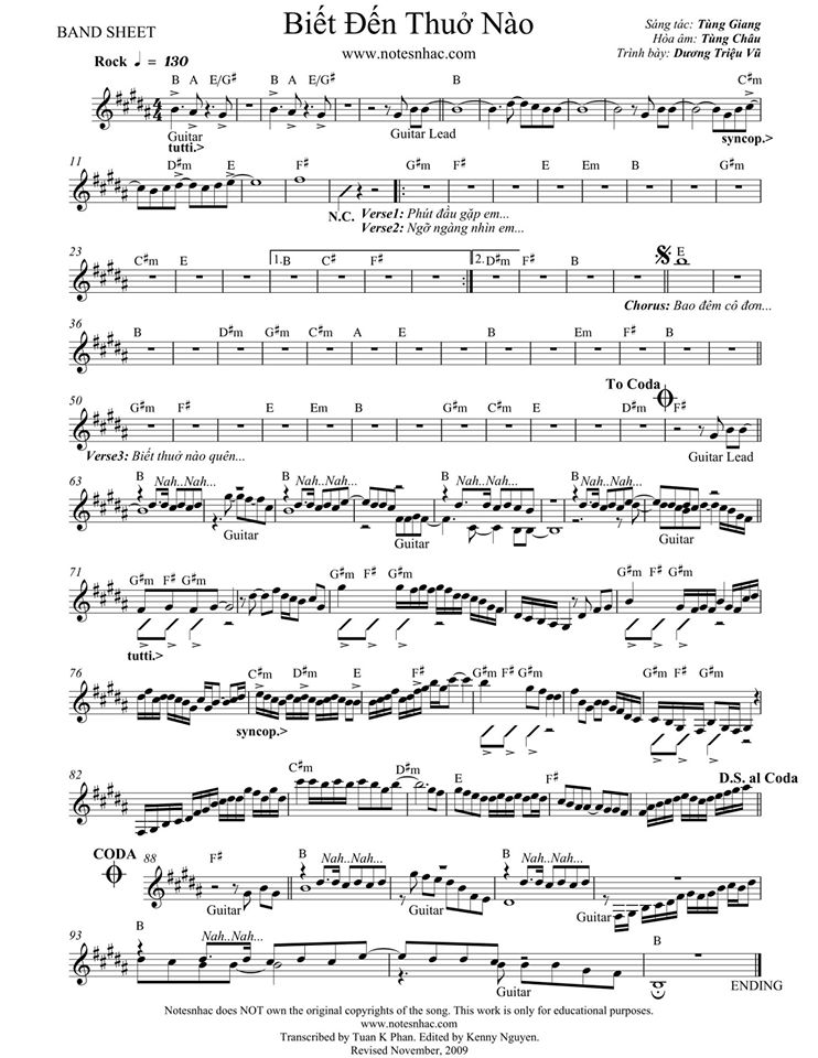 Biết Đến Thuở Nào