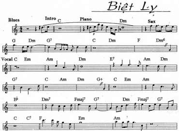 Biệt Ly sheet nhạc đệm