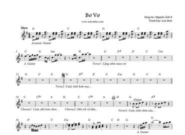 Bơ Vơ sheet nhạc đệm