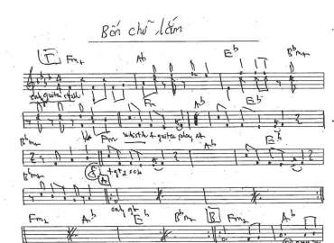 Bốn Chữ Lắm sheet nhạc đệm