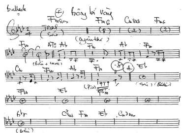 Bông Bí Vàng sheet nhạc đệm