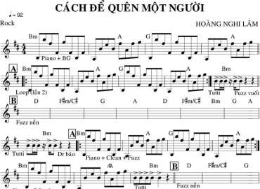 Cách Để Quên Một Người sheet nhạc đệm