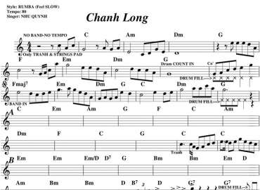 Chạnh Lòng sheet nhạc đệm
