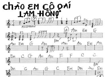 Chào Em Cô Gái Lam Hồng sheet nhạc đệm