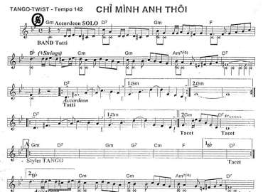 Chỉ Mình Anh Thôi sheet nhạc đệm