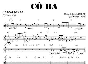 Cô Ba sheet nhạc đệm