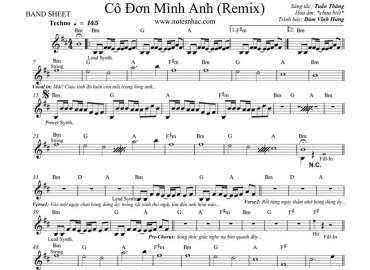 Cô Đơn Mình Anh sheet nhạc đệm