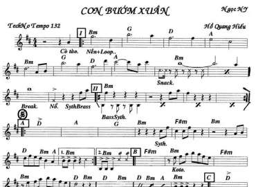 Con Bướm Xuân sheet nhạc đệm