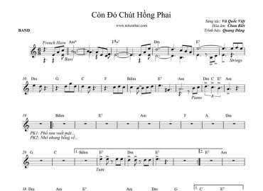 Còn Đó Chút Hồng Phai sheet nhạc đệm