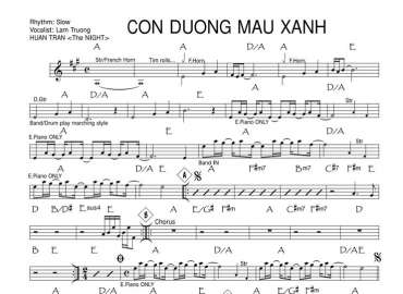 Con Đường Màu Xanh sheet nhạc đệm