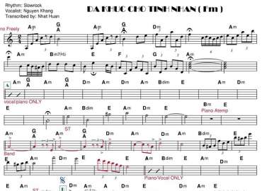 Dạ Khúc Cho Tình Nhân sheet nhạc đệm