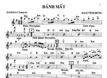 Đánh Mất sheet nhạc đệm