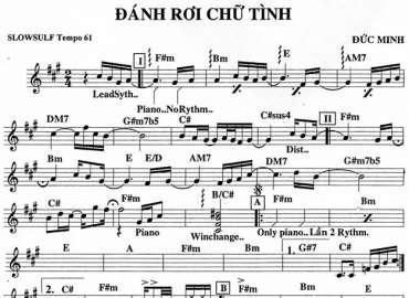 Đánh Rơi Chữ Tình sheet nhạc đệm