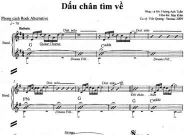 Dấu Chân Tìm Về Rock sheet nhạc đệm