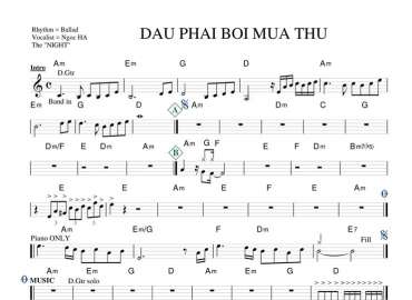 Đâu Phải Bởi Mùa Thu sheet nhạc đệm