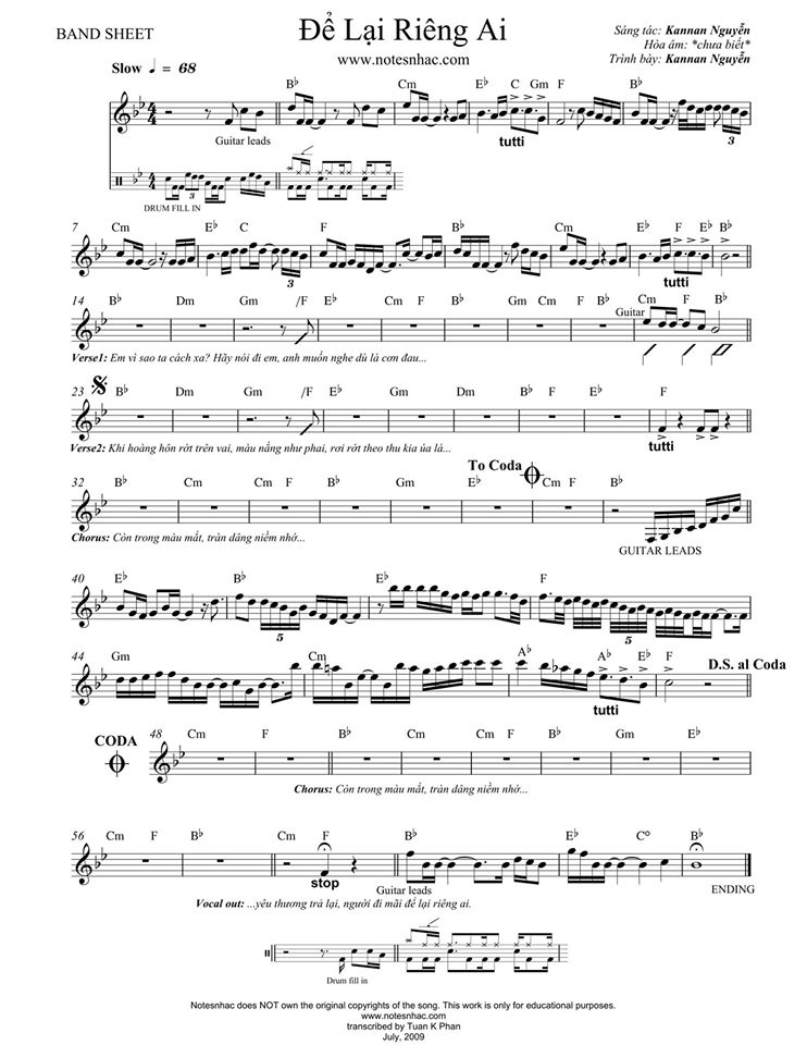 Đẻ Lại Riêng Ai guitar solo