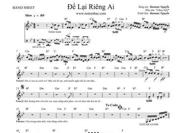 Để Lại Riêng Ai sheet nhạc đệm