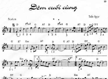 Đêm Cuối Cùng sheet nhạc đệm