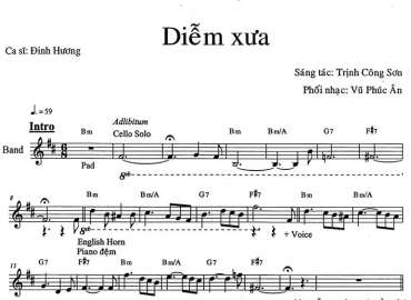 Diễm Xưa sheet nhạc đệm