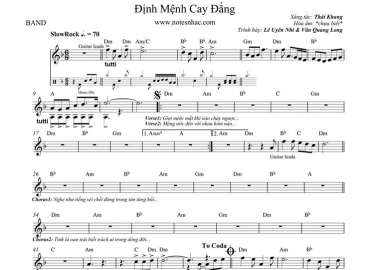 Định Mện Cay Đắng sheet nhạc đệm