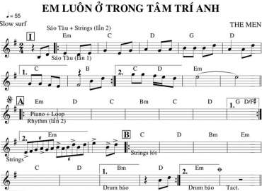Em Luôn Ở Trong Tâm Trí Anh sheet nhạc đệm
