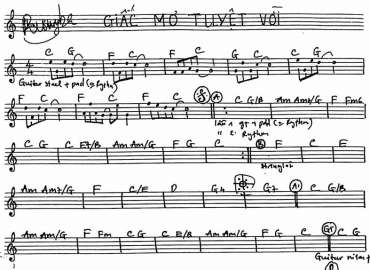 Giấc Mơ Tuyệt Vời sheet nhạc đệm