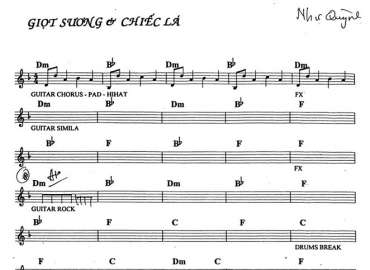 Giọt Sương Ở Chiếc Lá sheet nhạc đệm