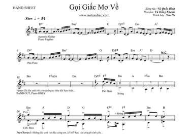 Gọi Giấc Mơ Về sheet nhạc đệm