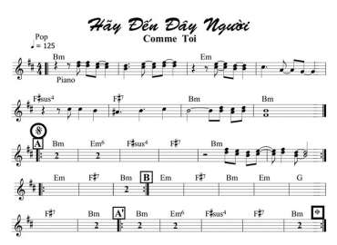 Hãy Đến Đây Người sheet nhạc đệm