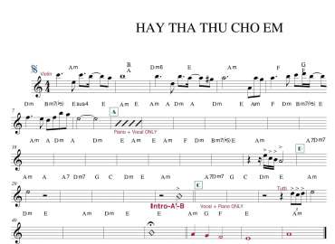 Hãy Tha Thứ Cho Em sheet nhạc đệm