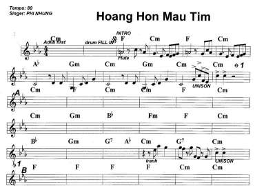 Hoàng Hôn Màu Tím sheet nhạc đệm