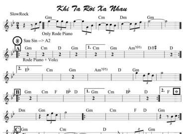 Khi Ta Rời Xa Nhau sheet nhạc đệm