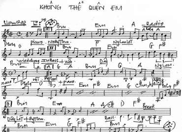 Không Thể Quên Em sheet nhạc đệm