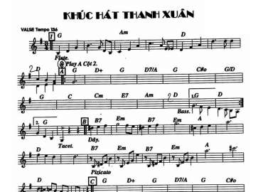 Khúc Hát Thanh Xuân sheet nhạc đệm