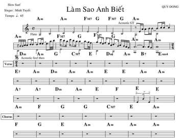 Làm Sao Anh Biết sheet nhạc đệm