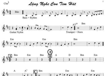 Lặng Nghe Con Tim Hát sheet nhạc đệm