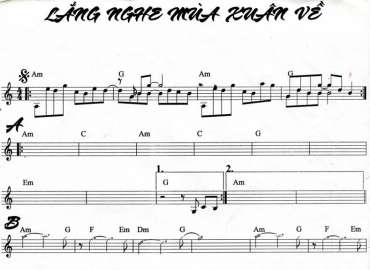Lắng Nghe Mùa Xuân Về sheet nhạc đệm