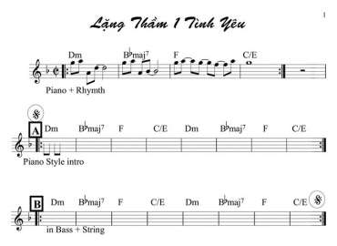 Lặng Thầm Một Tình Yêu sheet nhạc đệm