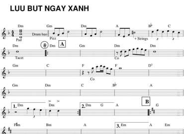 Lưu Bút Ngày Xanh sheet nhạc đệm