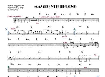 Mambo Yêu Thương sheet nhạc đệm