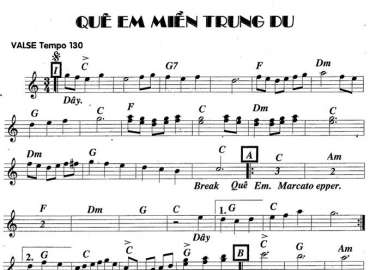 Quê Em Miền Trung Du sheet nhạc đệm